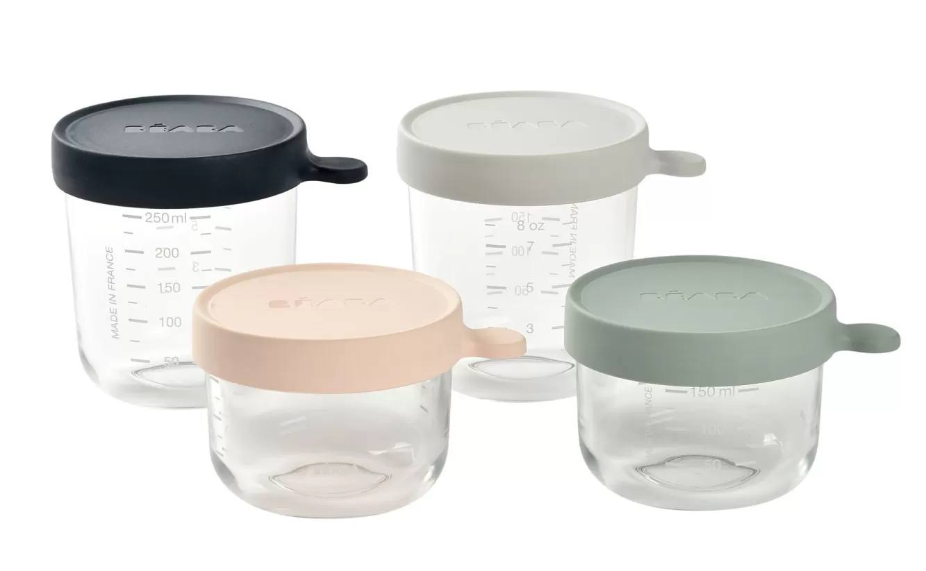 Glass Baby Food Storage Containers Set Of 4 – Eucalyptus | BÉABA Discount
