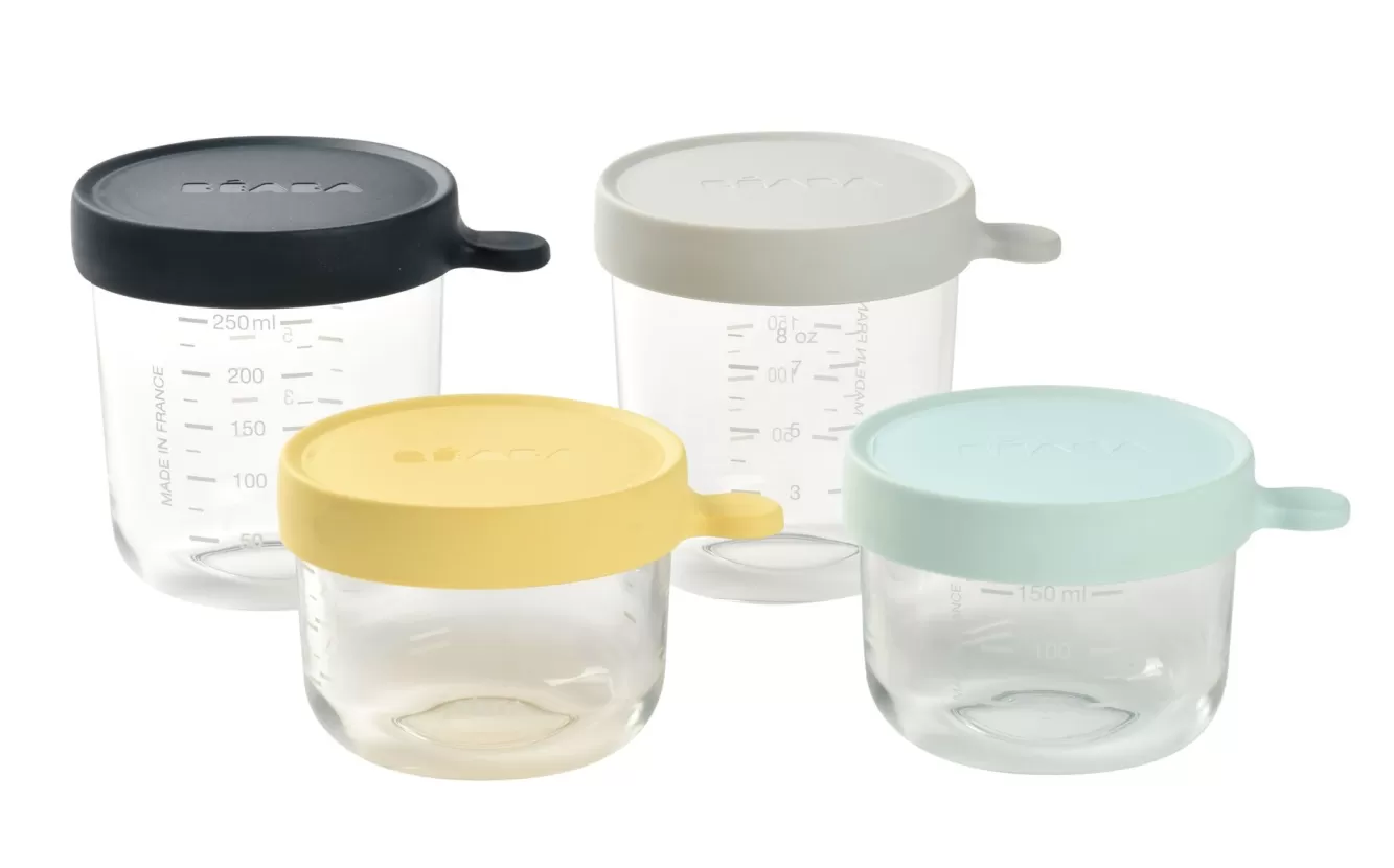 Glass Baby Food Storage Containers Set Of 4 – Pastel | BÉABA Outlet
